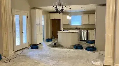 Drying equipment set up in a living space after a water loss